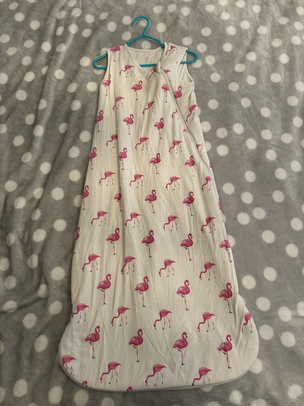Kyte BABY White Sleep Sack with Pink Flamingo Print